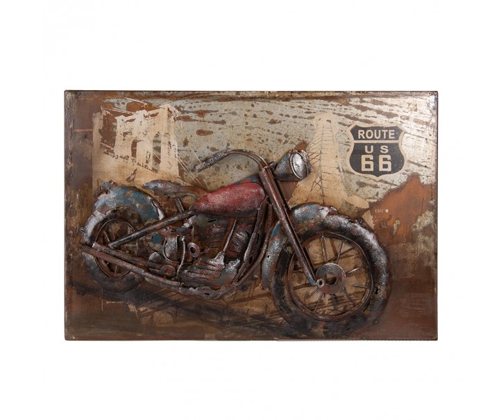 Kovový nástenný obraz s motorkou Route 66 - 60*4*40 cm Clayre & Eef