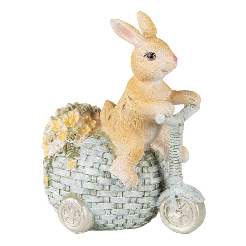 Dekorace soška králík na vajíčku tříkolce - 11*8*13 cm Clayre & Eef