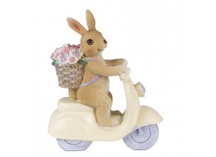Dekorace soška králík na koloběžce s košíkem květin - 12*5*14 cm