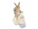 Dekorace soška králík na koloběžce s košíkem květin - 12*5*14 cm