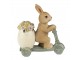 Dekorace soška králík na koloběžce s květinami Happy Easter - 11*5*11 cm