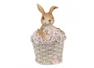 Dekorace soška králík v košíčku květin - 7*6*11 cm