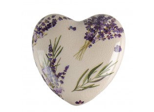 Keramické dekorační srdce s levandulí Lavandie L - 11*11*4 cm