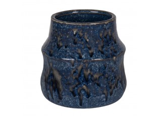 Modrý keramický obal na květináč Blue Dotty L - Ø 17*16 cm