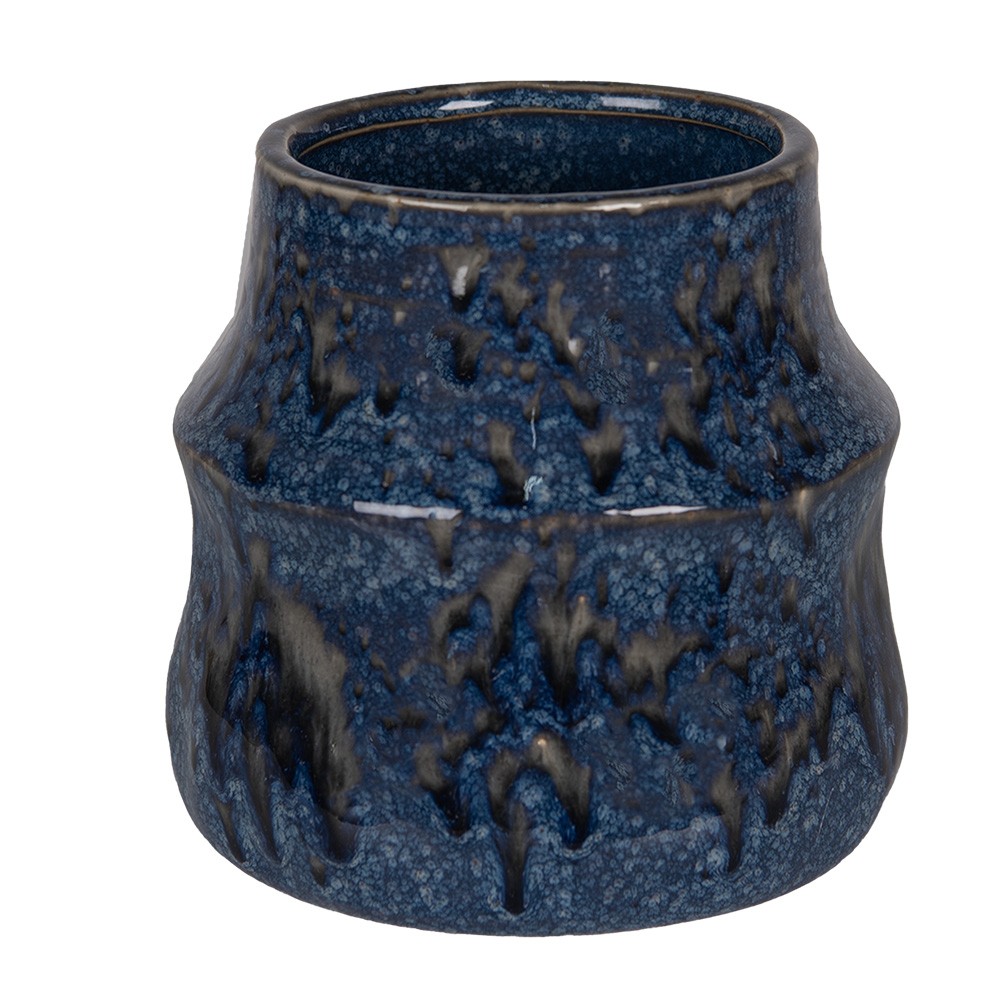 Modrý keramický obal na květináč Blue Dotty L - Ø 17*16 cm 6CE1573L