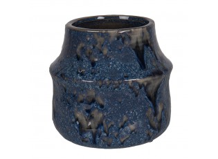 Modrý keramický obal na květináč Blue Dotty - Ø 15*13 cm