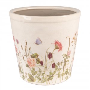 Keramický obal na květináč s lučními květy Flowers of Love L - Ø21*19 cm