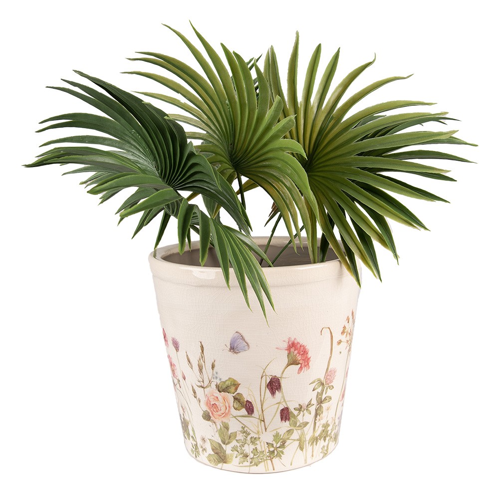 Keramický obal na květináč s lučními květy Flowers of Love L - Ø21*19 cm