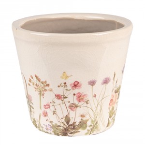 Keramický obal na květináč s lučními květy Flowers of Love S - Ø 12*10 cm