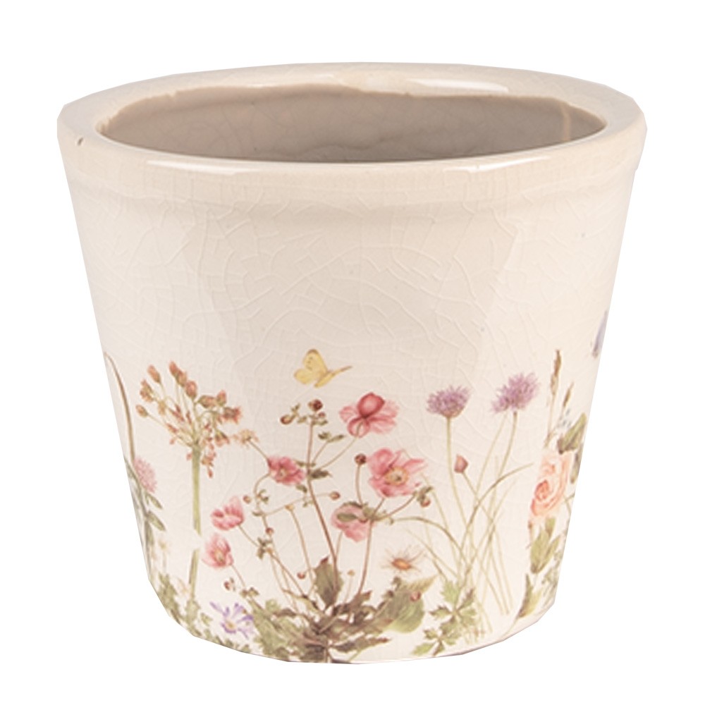Keramický obal na květináč s lučními květy Flowers of Love S - Ø 12*10 cm