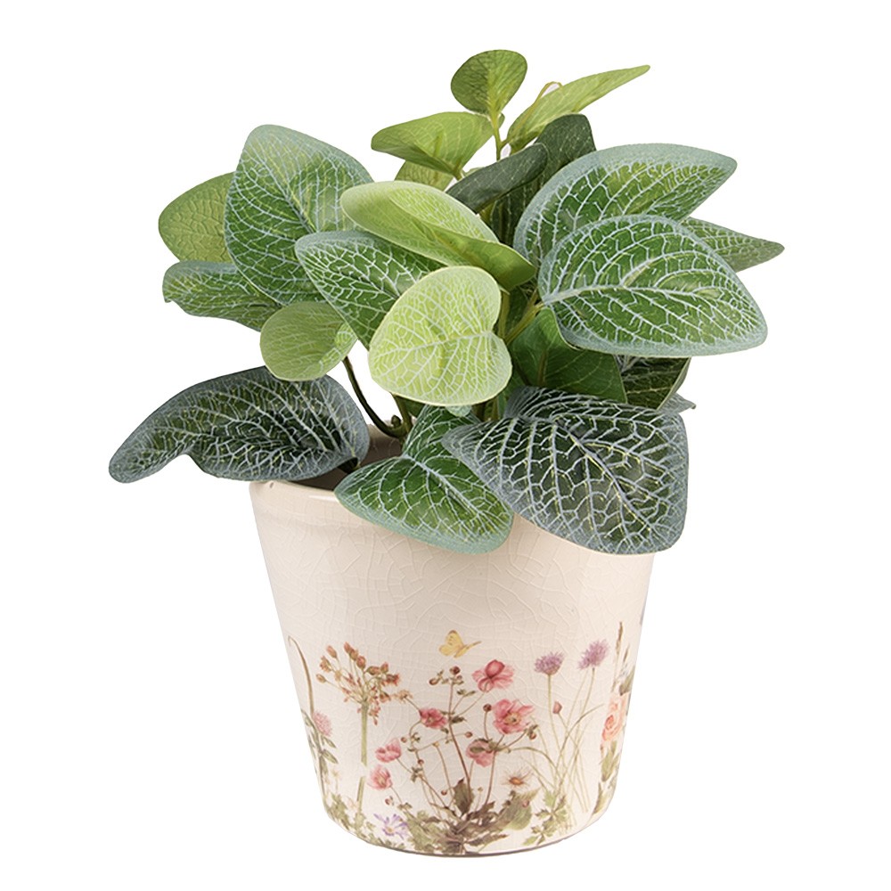 Keramický obal na květináč s lučními květy Flowers of Love S - Ø 12*10 cm
