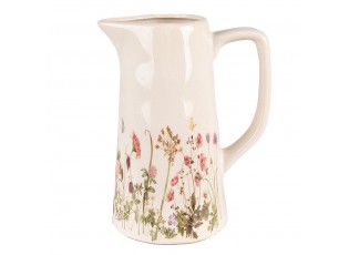 Béžový keramický dekorační džbán s lučními květy Flowers of Love - 15*10*19 cm