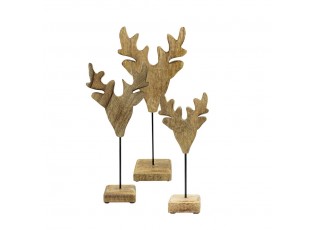 Dekorace hlava jelena z mangového dřeva na podstavci Deer - 41*18*10cm