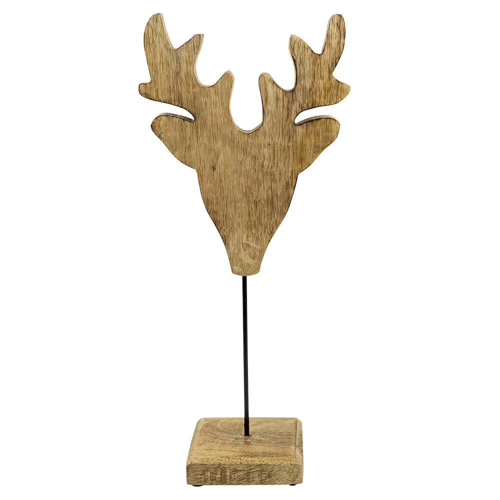 Dekorace hlava jelena z mangového dřeva na podstavci Deer - 41*18*10cm Mars & More