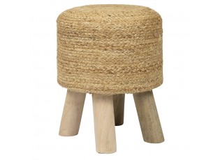 Dřevěná stolička s jutovým sedákem Jute Stool - Ø 30*40cm