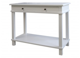 Bílý dřevěný retro stolek se šuplíkem Fabrio - 100*44*81 cm