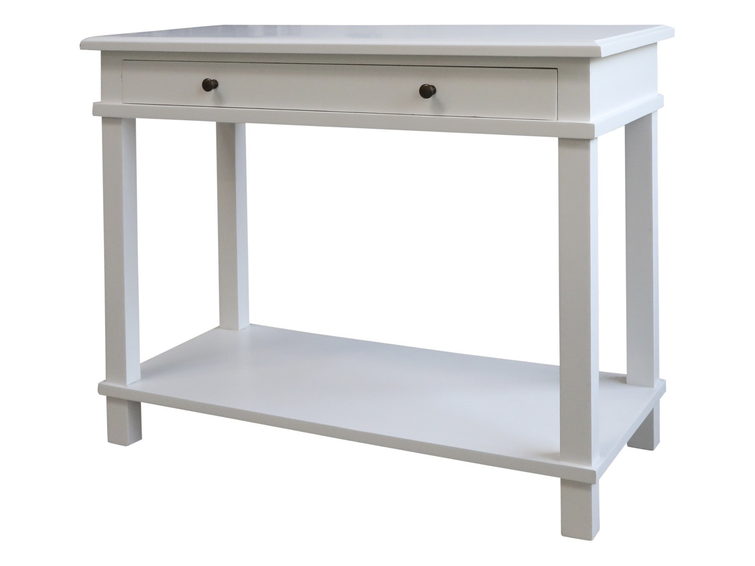 Bílý dřevěný retro stolek se šuplíkem Fabrio - 100*44*81 cm Chic Antique