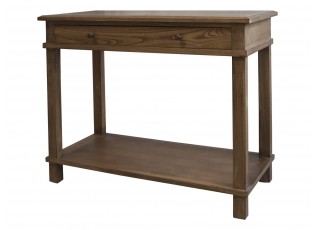 Přírodní dřevěný retro stolek se šuplíkem Fabrio - 100*44*81 cm