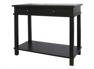 Černý dřevěný retro stolek se šuplíkem Fabrio - 100*44*81 cm