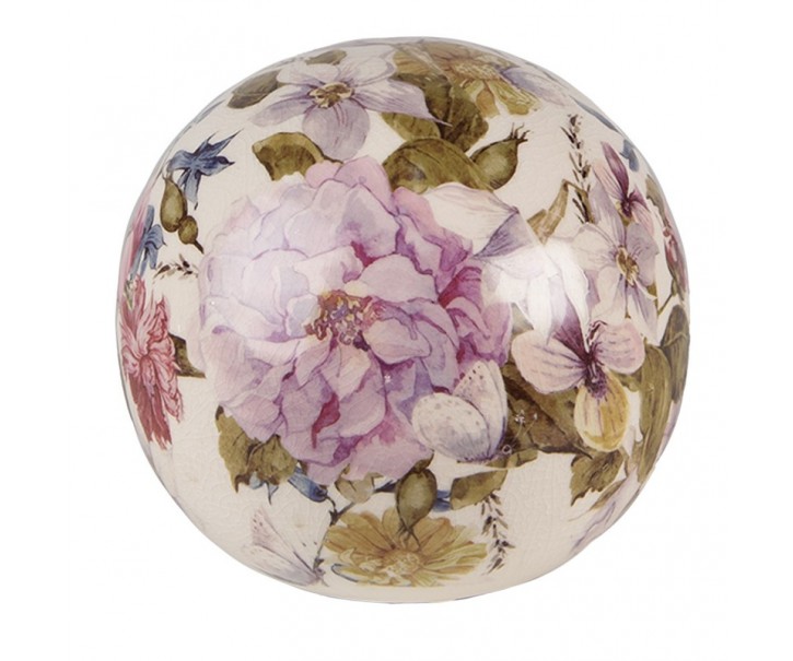 Keramická dekorační koule s květy Lovely Flowers M - Ø12*11 cm