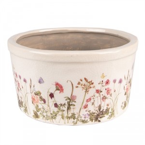 Keramický obal na květináč s lučními květy Flowers of Love L - Ø19*10 cm