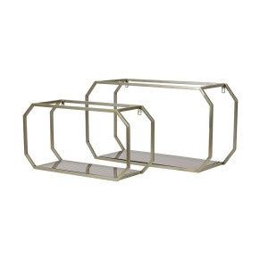 2ks zlatá antik kovová police Muksi gold - 58*20*30/70*29*38cm