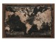 Tmavá retro mapa světa s patinou v dřevěném rámu- 175*5*116 cm