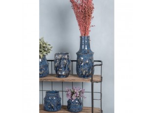 Modrá keramická váza Blue Dotty L - Ø 13*30 cm