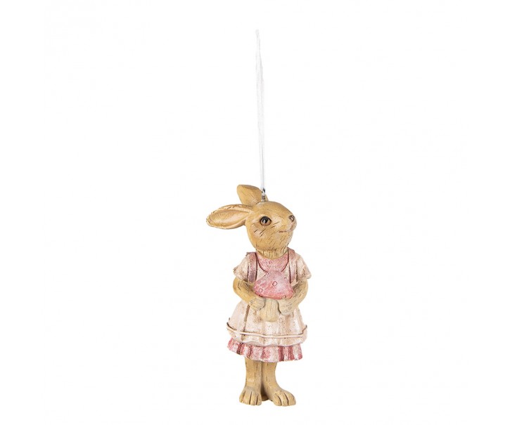 Závěsná dekorace králičí slečna v sukni s brašnou - 4*4*11 cm