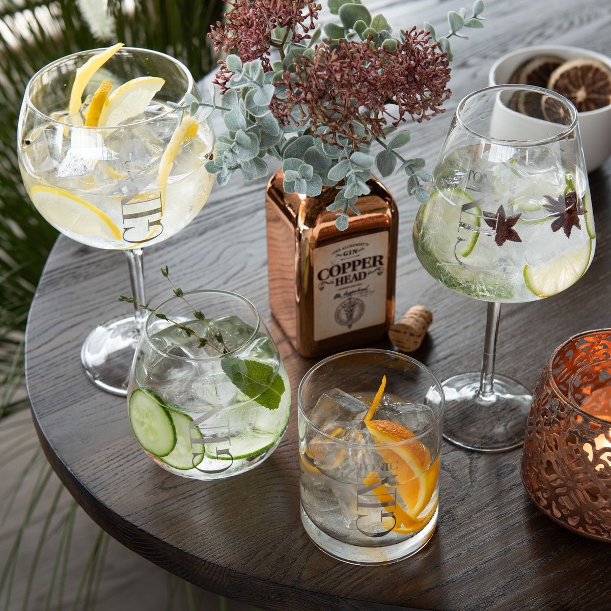 Sklenička se stříbrným nápisem Gin Tonic - Ø12*22cm/880ml
