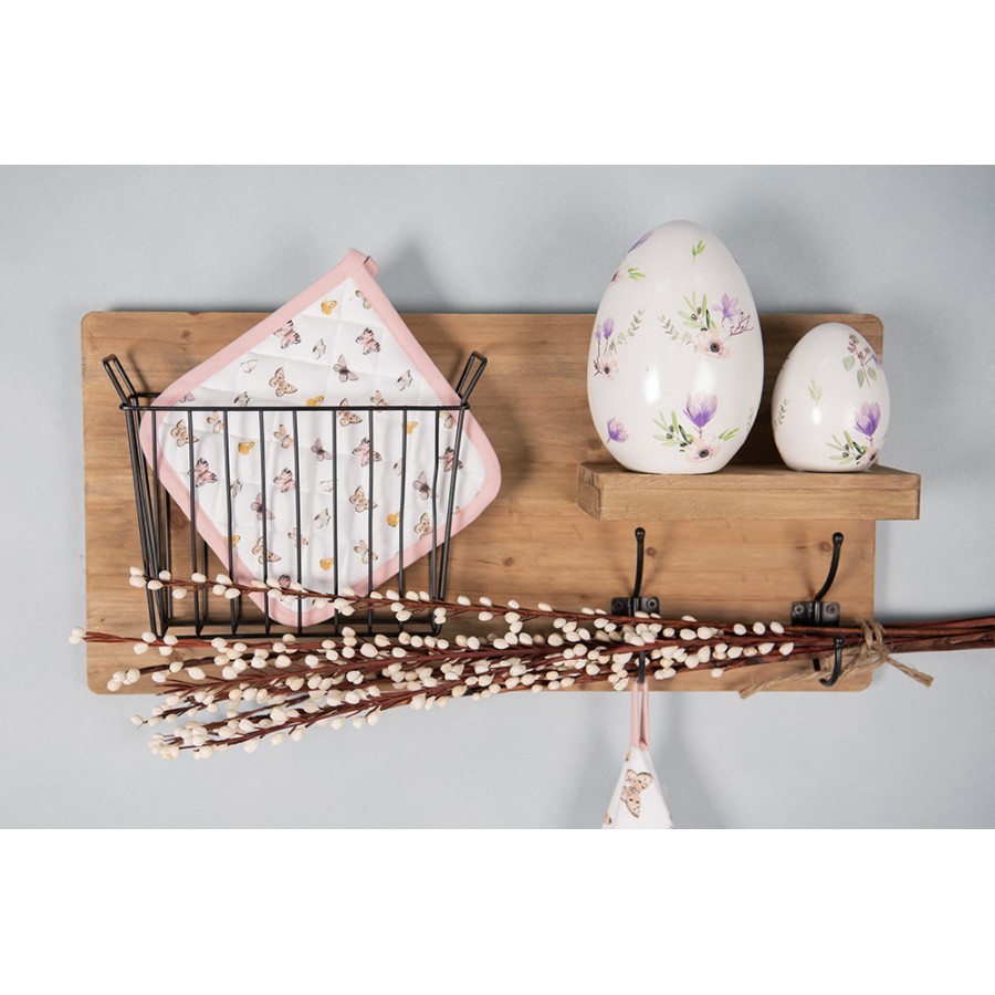 Dekorace keramické vajíčko s barevnými květy - 11*11*17 cm