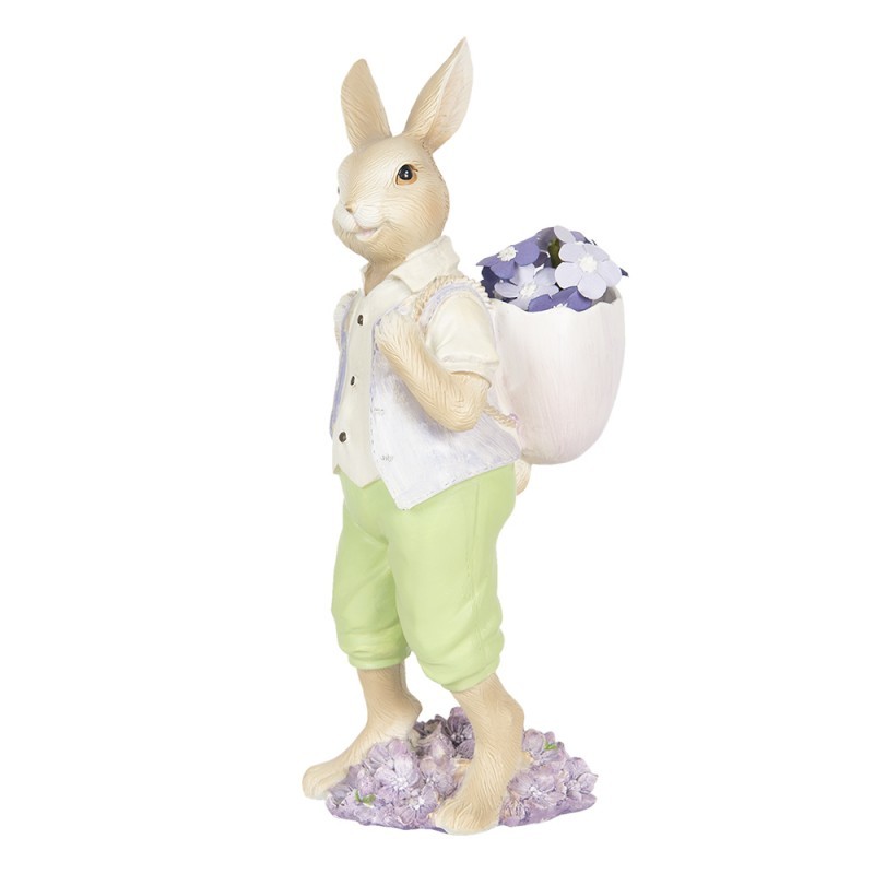 Velikonoční dekorace králíka nesoucího fialky - 11*10*27 cm