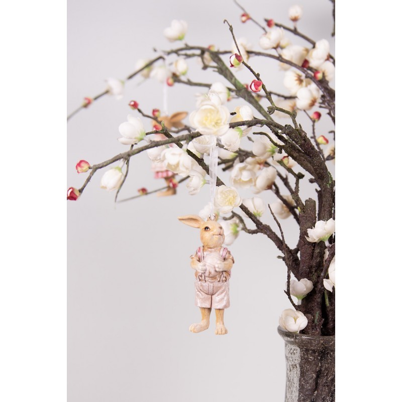 Závěsná dekorace králičí chlapec s vajíčkem a brašnou- 4*4*11 cm