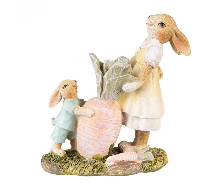 Velikonoční dekorace králíci tahající mrkev - 12*6*13 cm