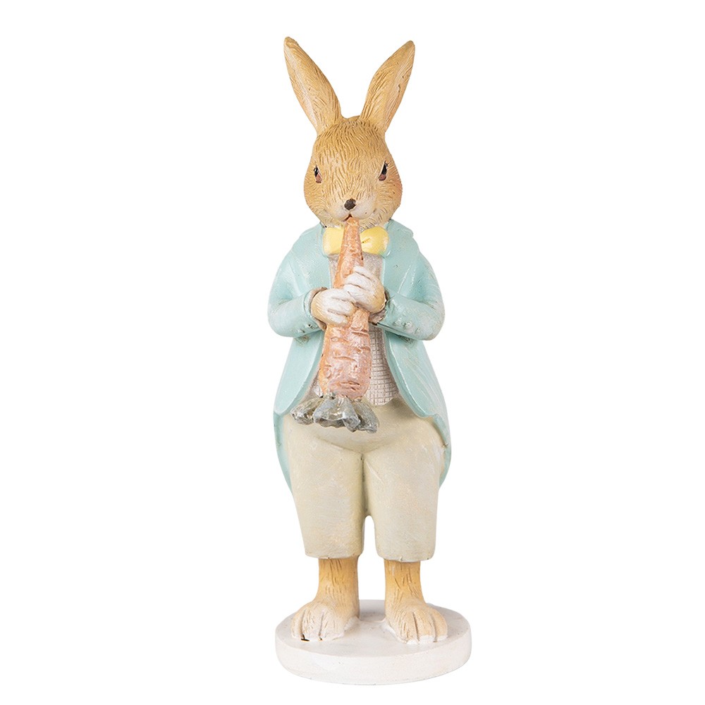 Velikonoční dekorace králík hrající na mrkev - 7*5*15 cm Clayre & Eef