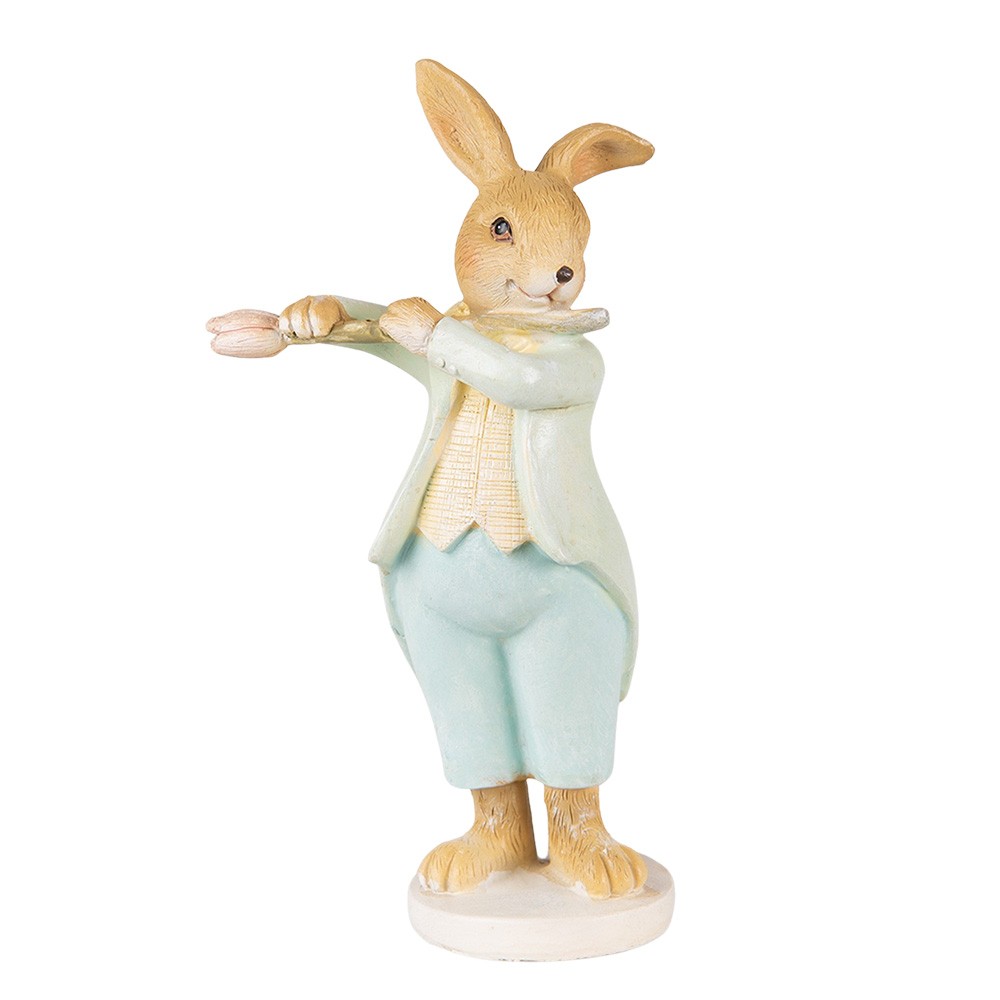 Velikonoční dekorace králík hrající na flétnu ve tvaru květiny - 8*5*16 cm 6PR3852