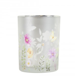 Barevný skleněný svícen Wild Flowers Butterfly M - Ø 10*12,5cm