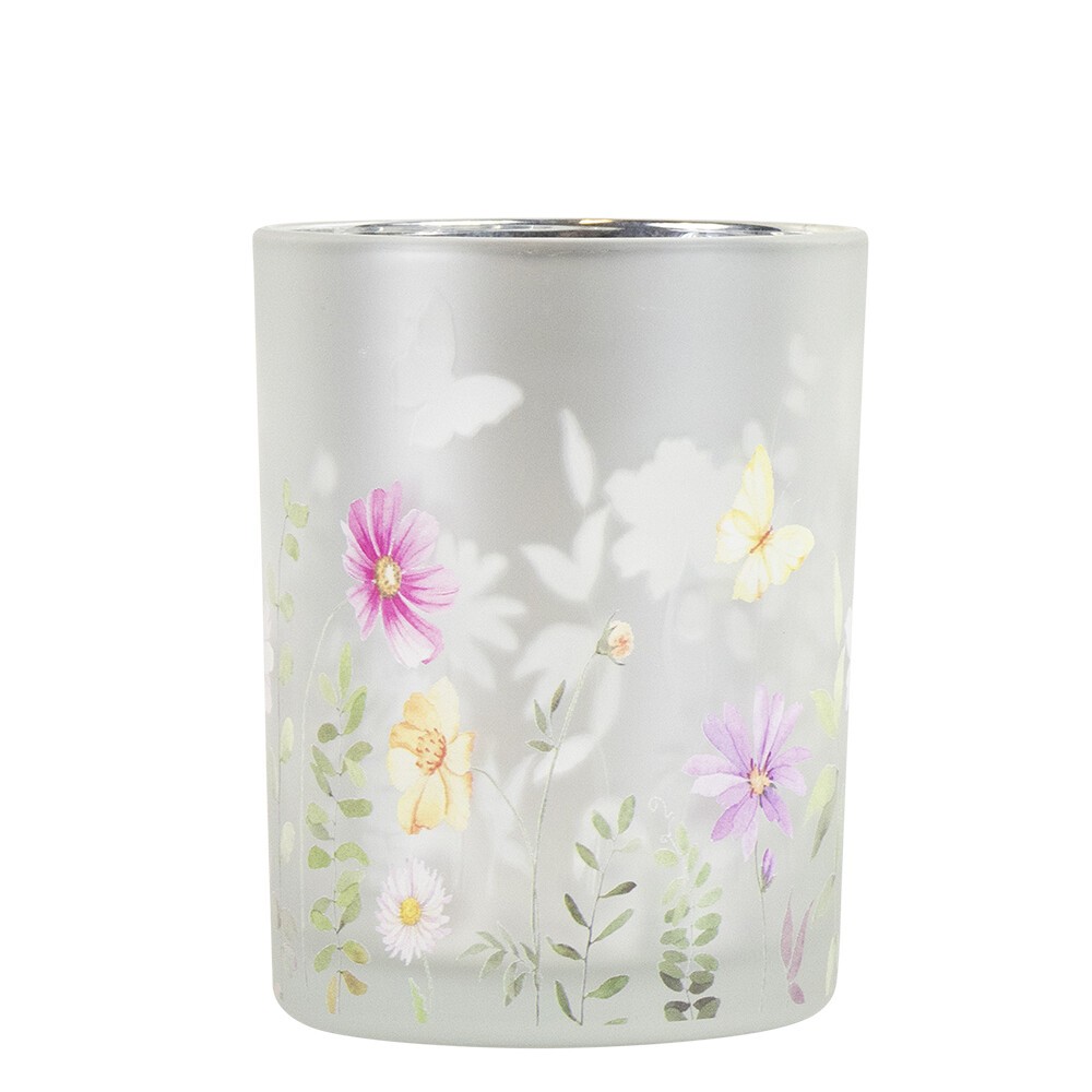 Barevný skleněný svícen Wild Flowers Butterfly M - Ø 10*12,5cm