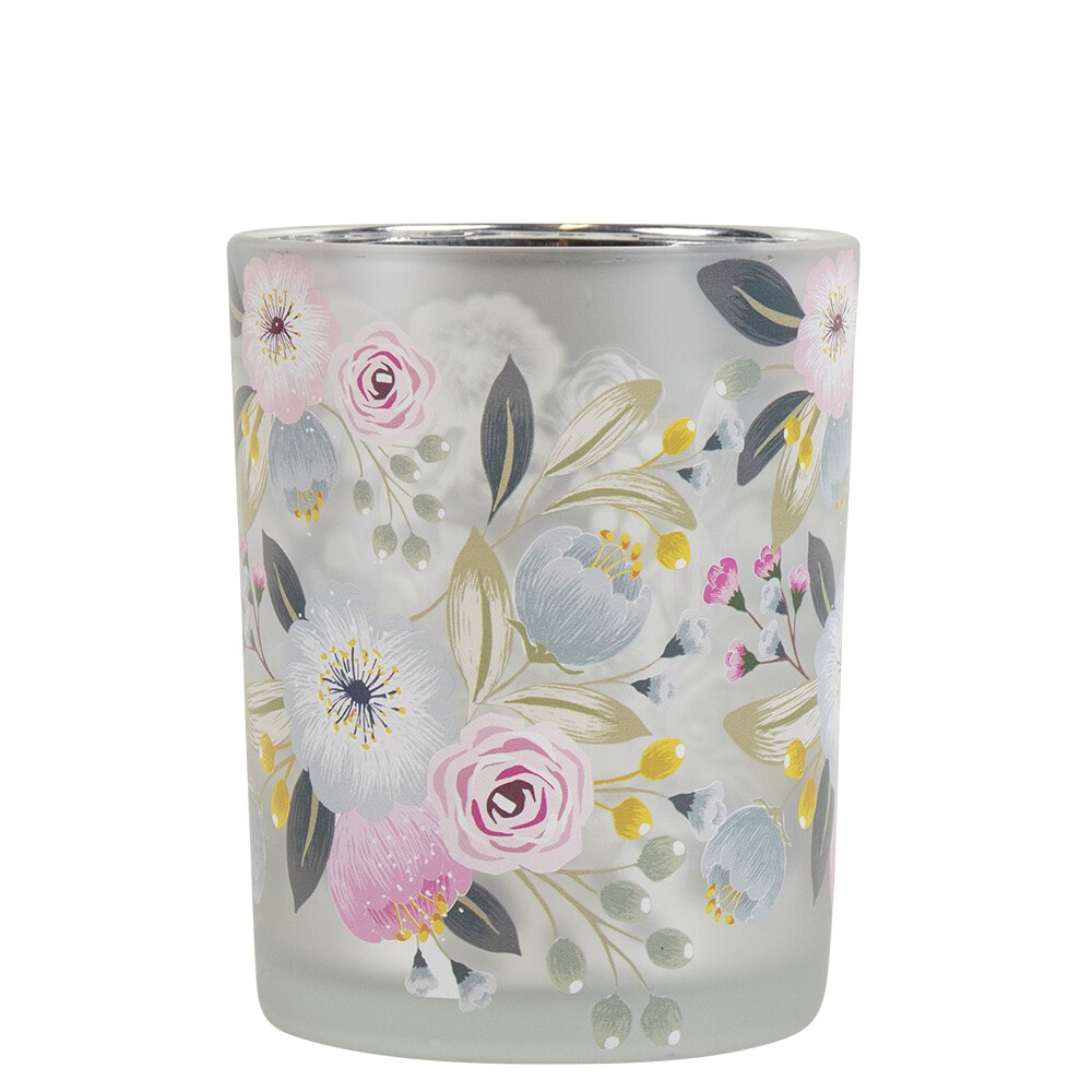 Barevný skleněný svícen Wild Flowers Rose M - Ø 10*12,5cm
