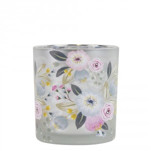 Barevný skleněný svícen Wild Flowers Rose S - Ø 7*8 cm