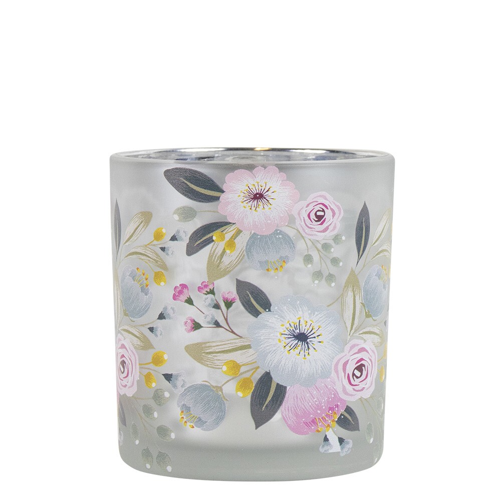 Barevný skleněný svícen Wild Flowers Rose S - Ø 7*8 cm