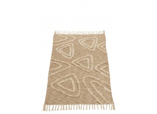 Béžový bavlněný kobereček Ulla s třásněmi - 105*61 cm