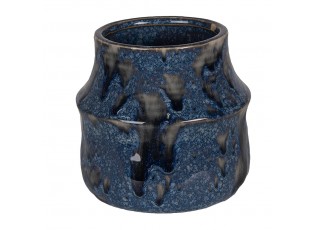 Modrý keramický obal na květináč Blue Dotty S - Ø 12*11 cm