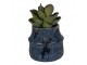 Modrý keramický obal na květináč Blue Dotty S - Ø 12*11 cm