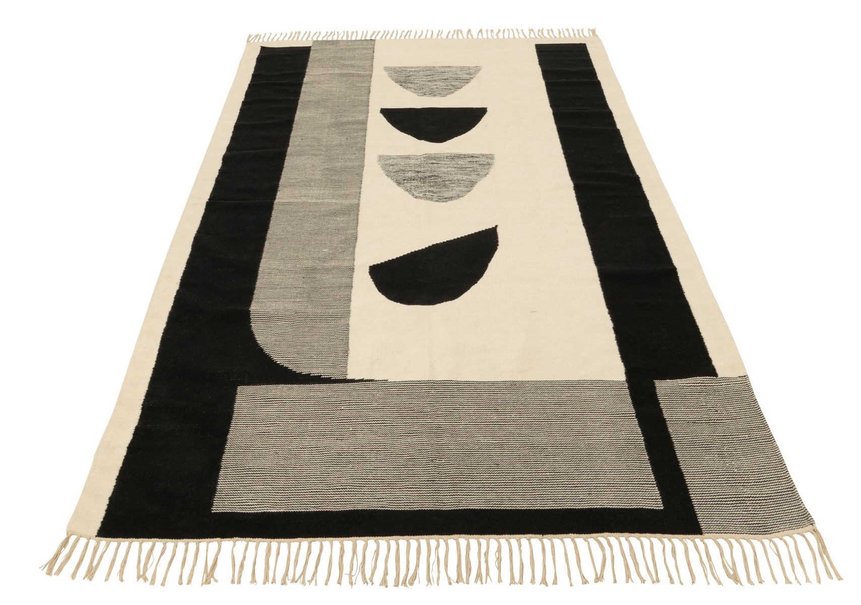 Béžovo - černý vzorovaný koberec s třásněmi Tokyo - 198*302cm 34325