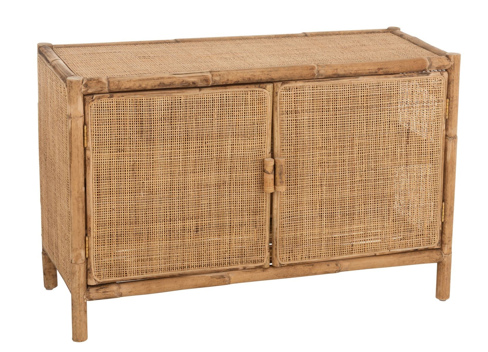 Hnědá antik dřevěná komoda s ratanovým výpletem Ozara - 100*40*65cm