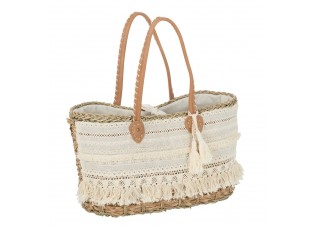 Plážová pletená taška se zdobnou krajkou Beach Bag lace - 42*22*27cm
