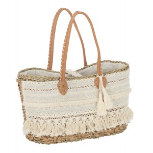 Plážová pletená taška se zdobnou krajkou Beach Bag lace - 42*22*27cm