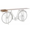 Bílý antik retro bar/konzolový stolek Bicycle - 185*36*85 cm