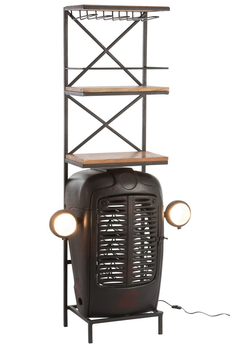 Černý retro bar na skleničky a láhve vína Tractor Bar - 87*37*181cm